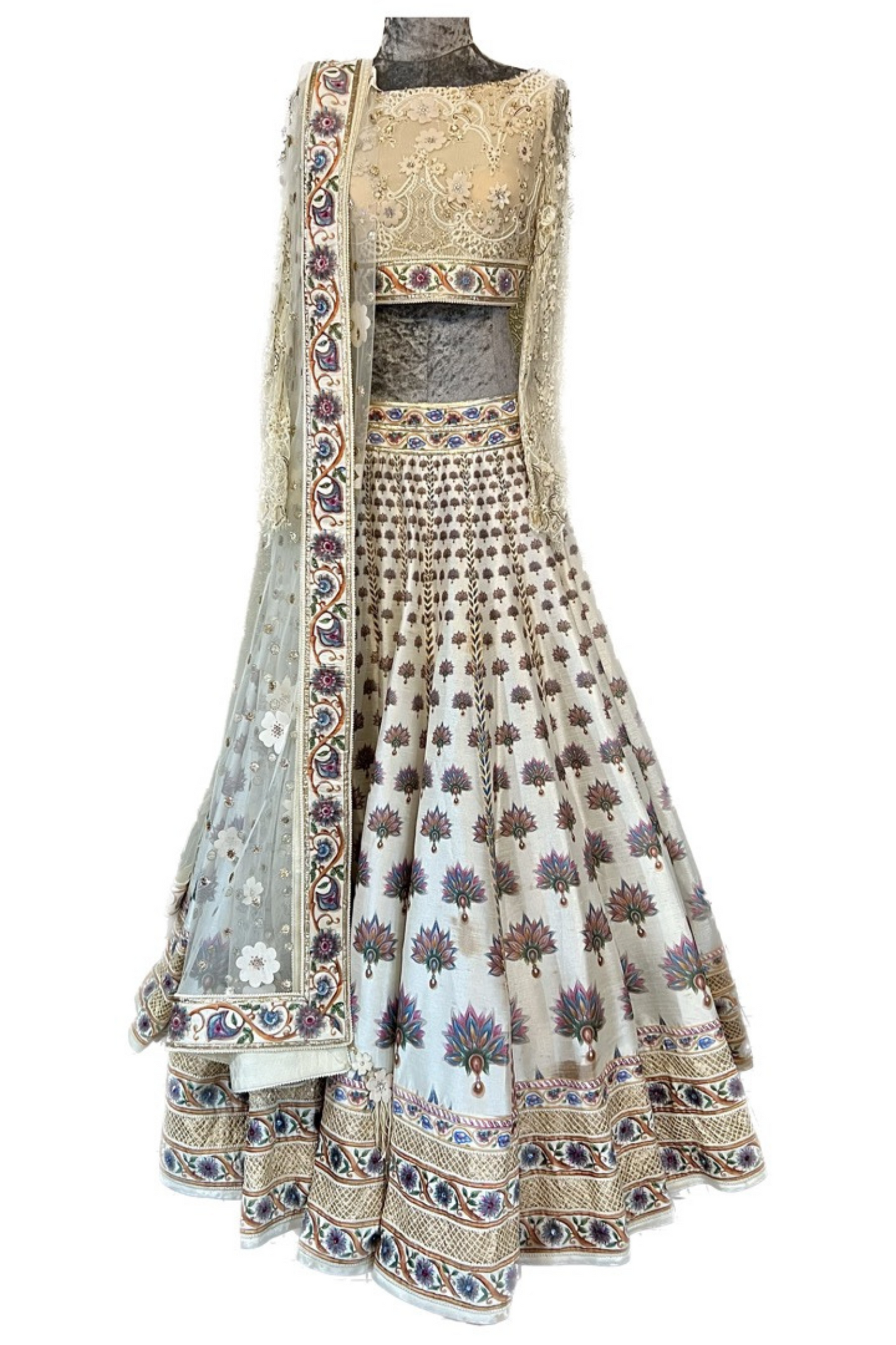 Gold and white lengha by Tarun Tahiliani