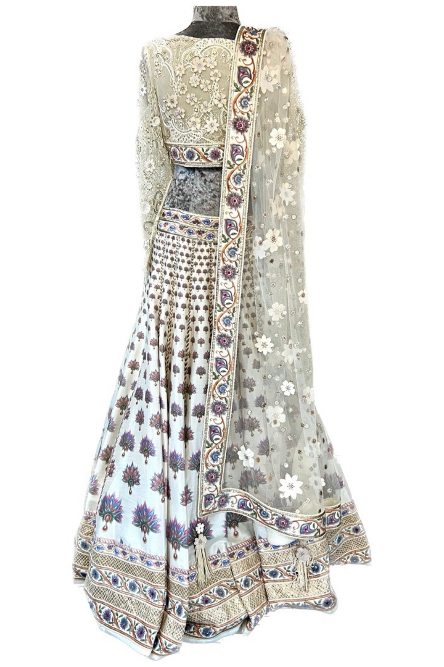 Gold and white lengha by Tarun Tahiliani